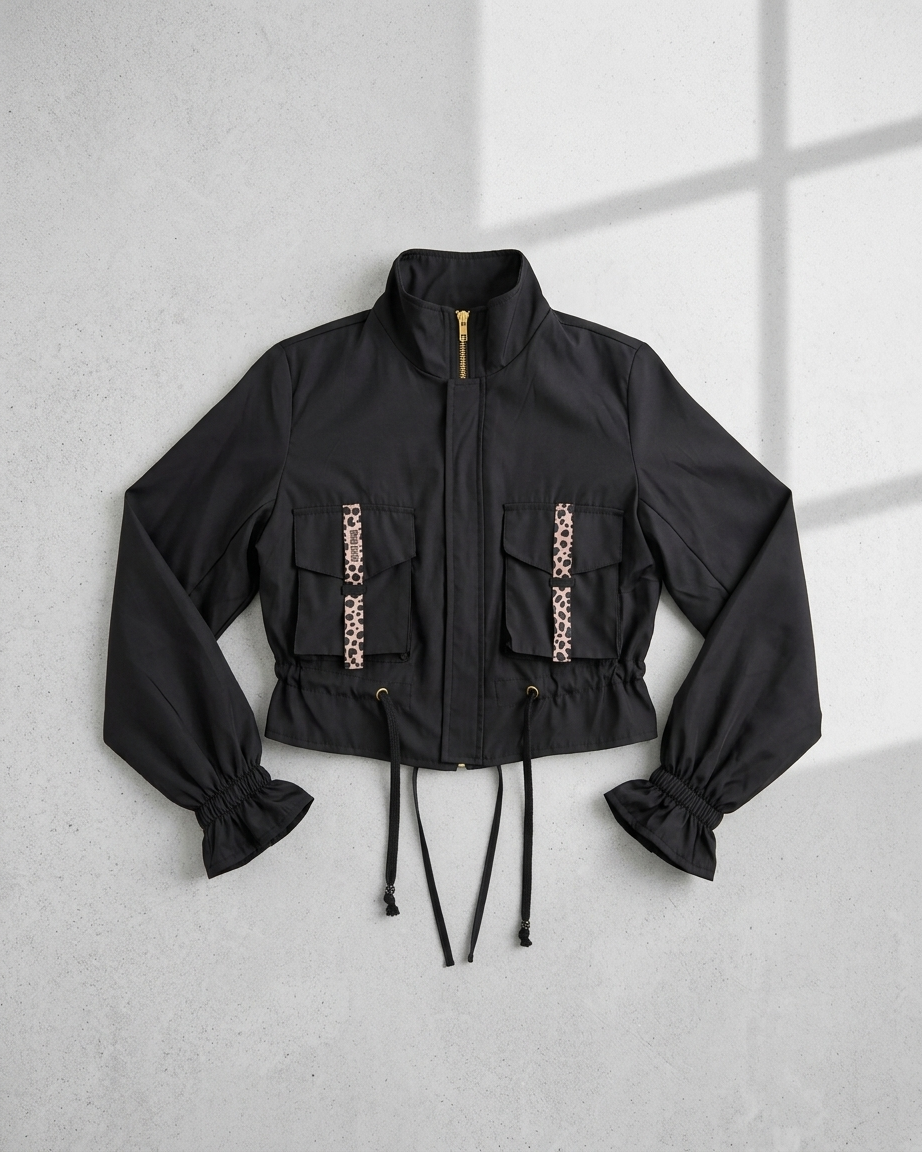 Chaqueta corta unicolor negra