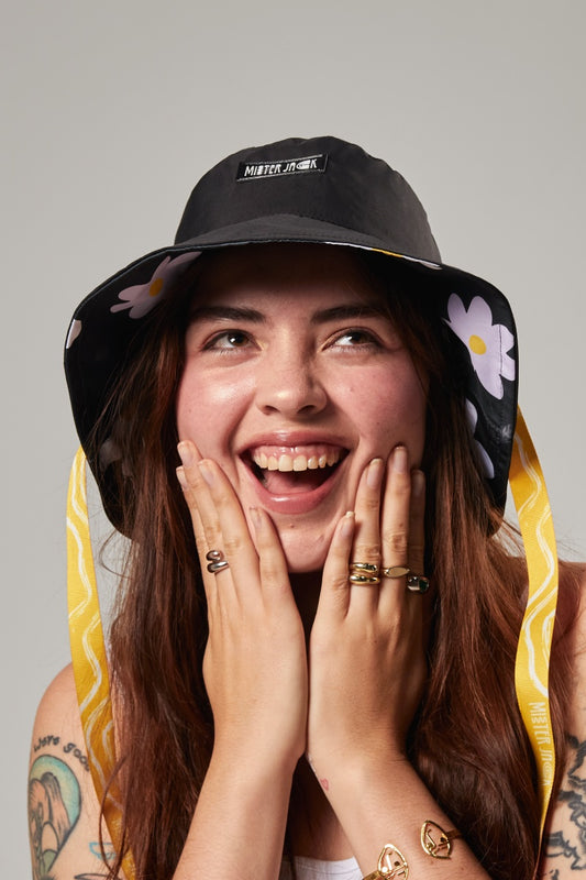 Sombrero Bucket Hat Negro Floral