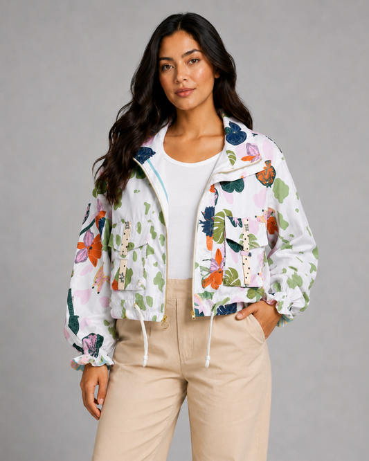 Chaqueta corta estampada  Orquídea Clara