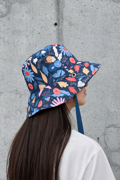 Bucket Hat Doble Faz Azul floral