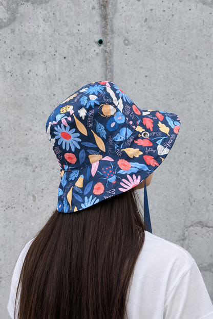 Bucket Hat Doble Faz Azul floral