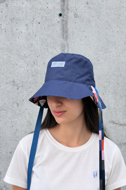 Bucket Hat Doble Faz Azul floral