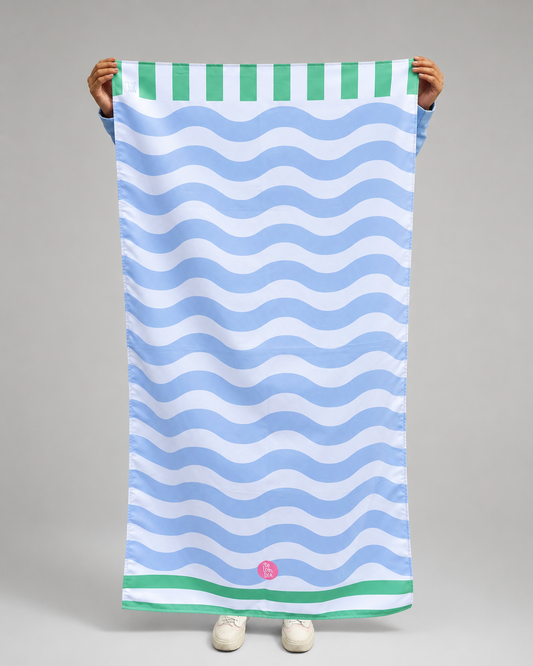 Toalla Estampada Ondas Azul