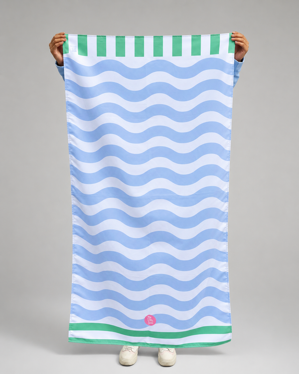 Toalla Estampada Ondas Azul