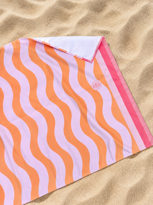 Toalla Estampada Ondas Naranja