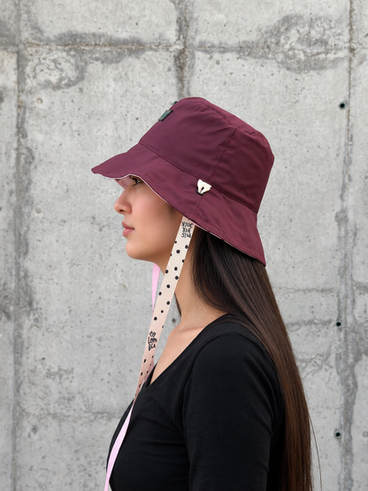 Bucket Hat Doble Faz Vinotinto Rosa