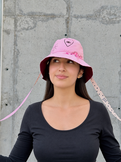 Bucket Hat Doble Faz Vinotinto Rosa