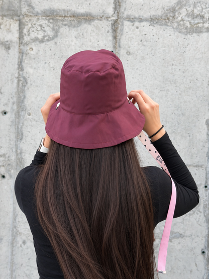 Bucket Hat Doble Faz Vinotinto Rosa