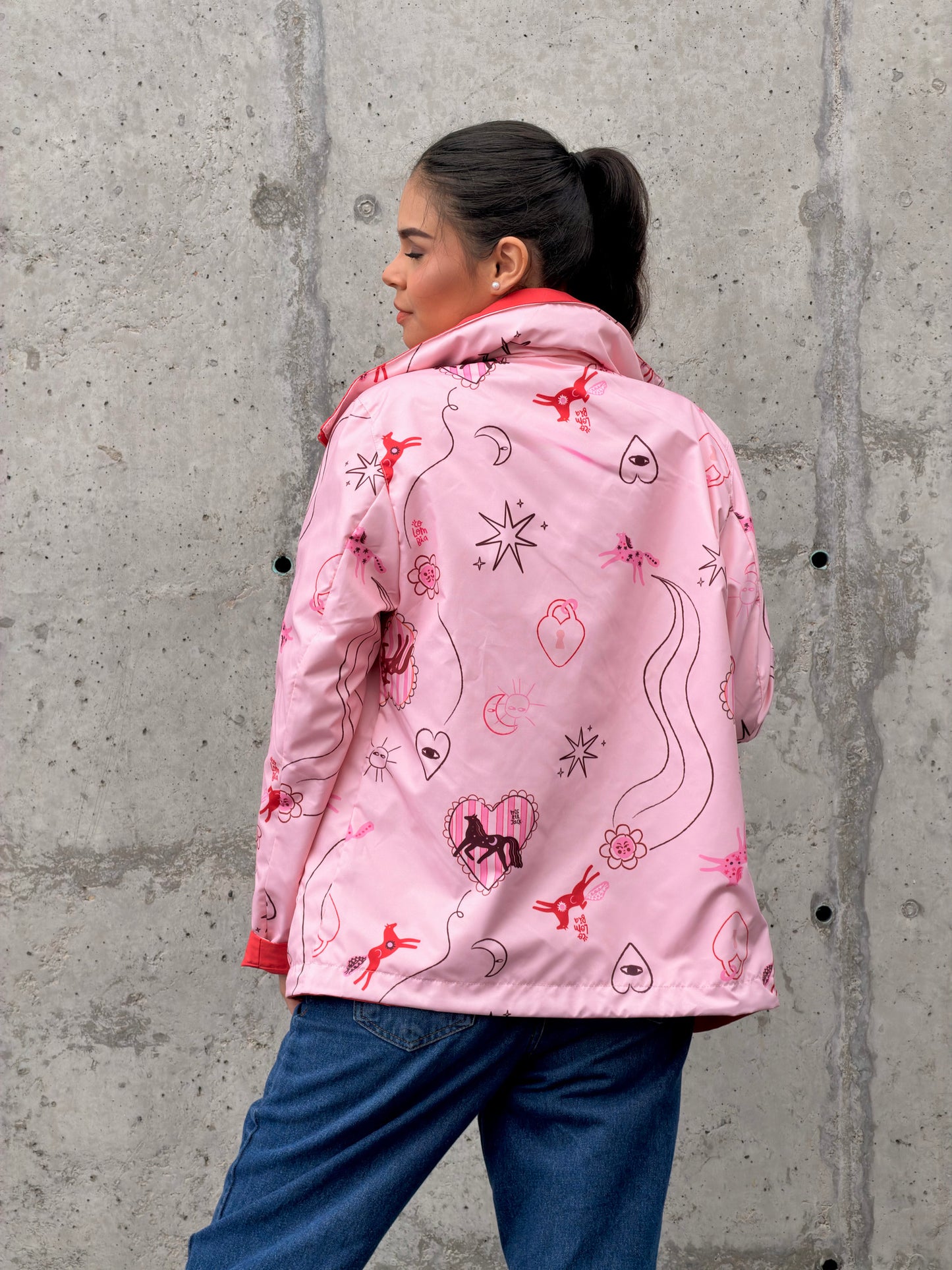 Chaqueta Doble Faz Rosa Rojizo