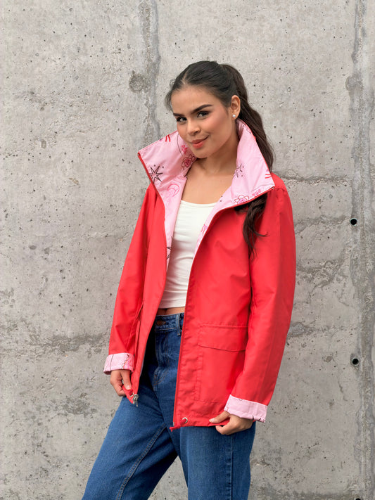 Chaqueta Doble Faz Rosa Rojizo