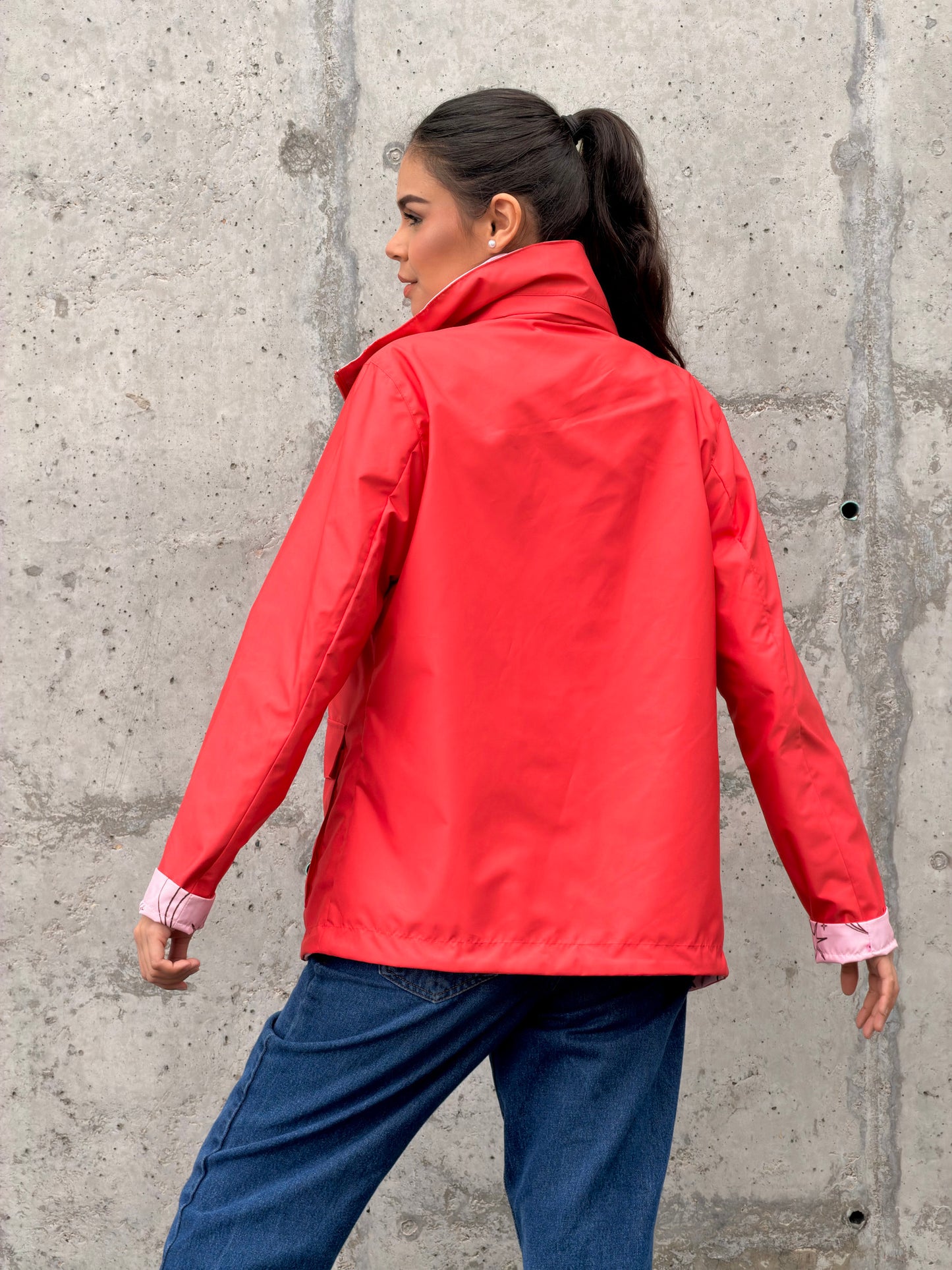 Chaqueta Doble Faz Rosa Rojizo