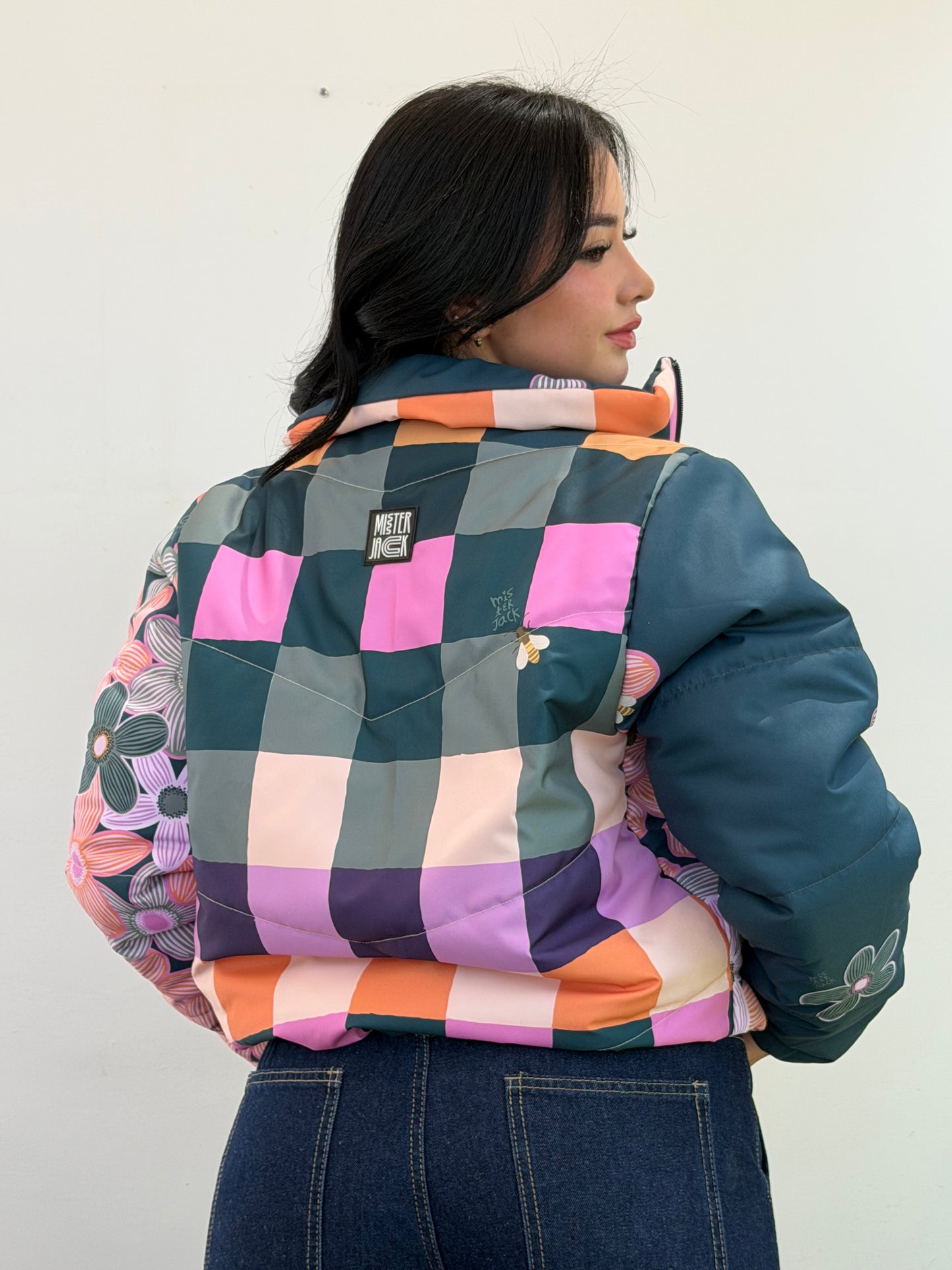 Puffer Jacket Verde Floral