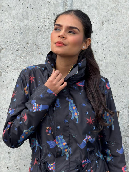 Chaqueta Parka Estampada Negra
