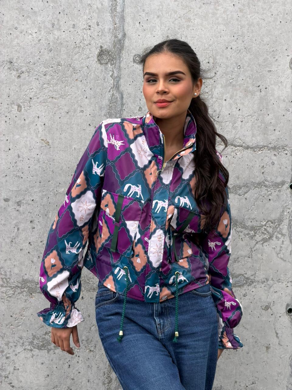 Chaqueta Corta Rombos Morado