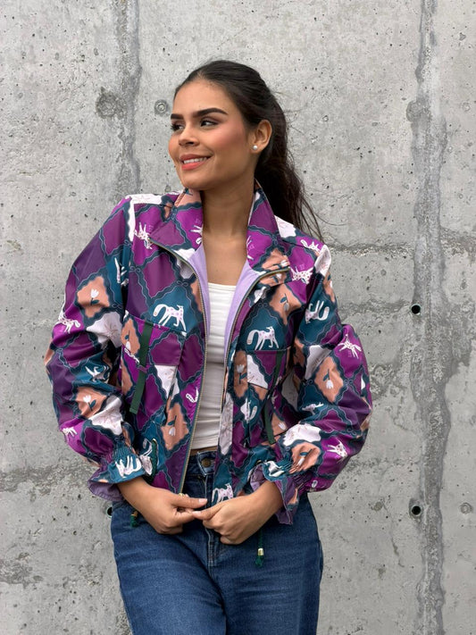 Chaqueta Corta Rombos Morado