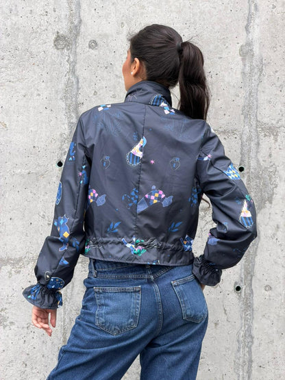 Chaqueta Corta Estampada Azul