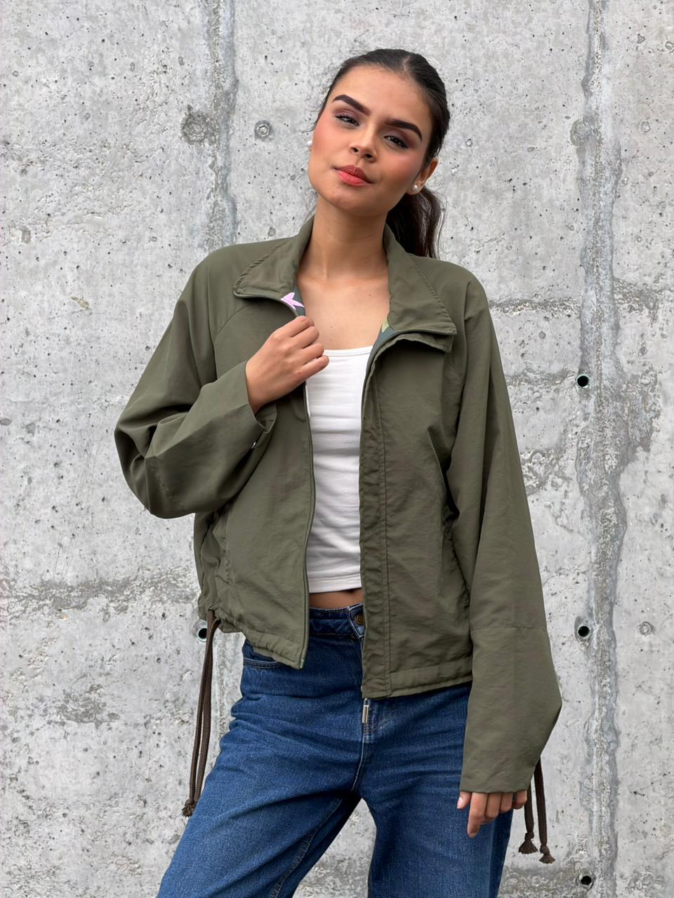 Chaqueta Boxy Verde Militar