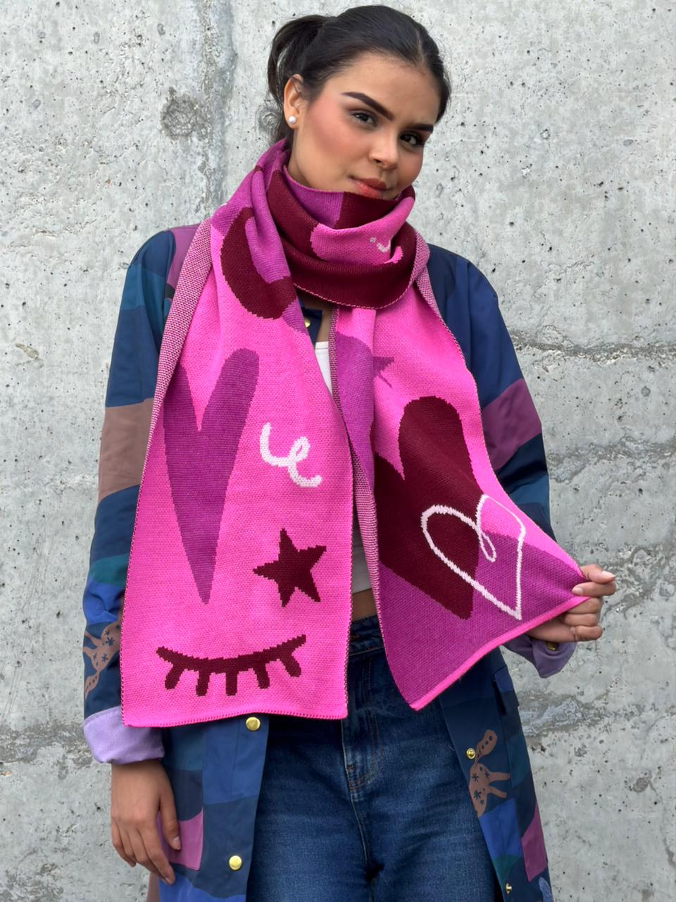 Bufanda Rosa Corazón