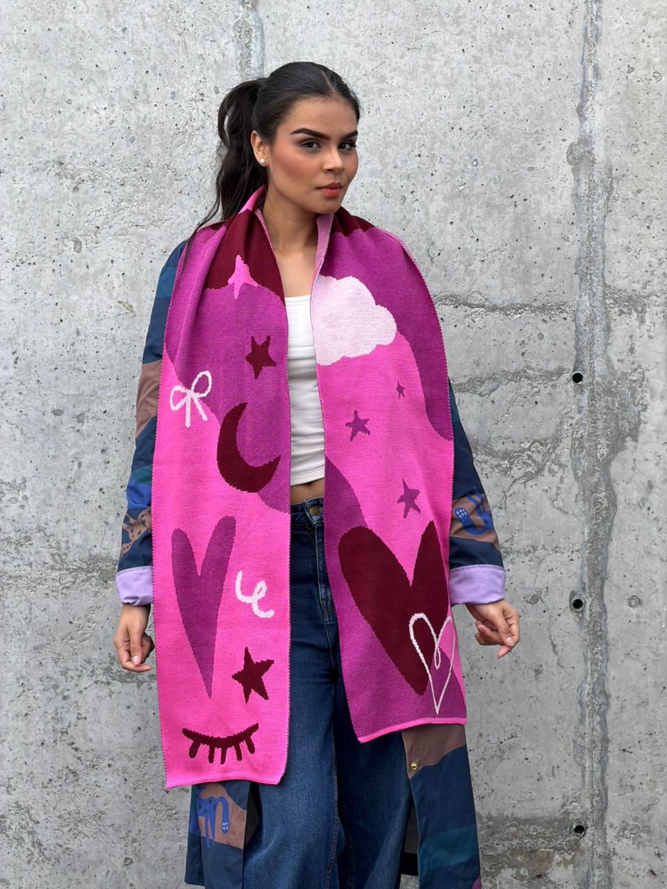 Bufanda Rosa Corazón