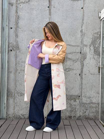 Gabardina Crema Estampada