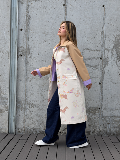 Gabardina Crema Estampada