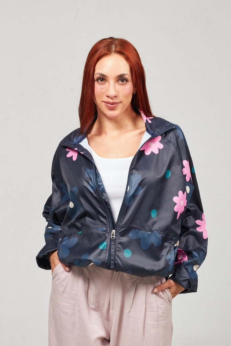 Chaqueta Rompevientos Flores Nocturnas