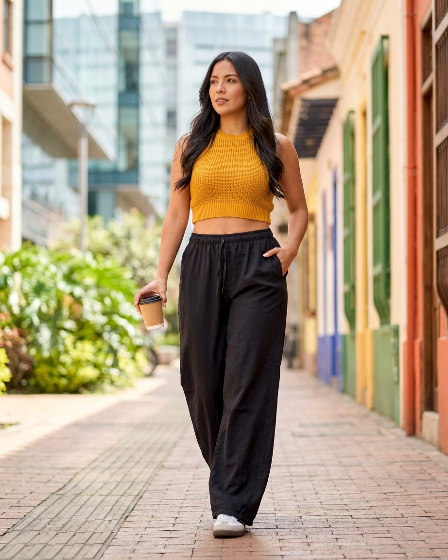 Pantalón Negro Jaspeado