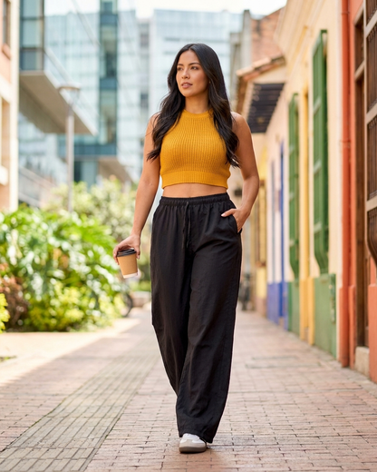 Pantalón Negro Jaspeado